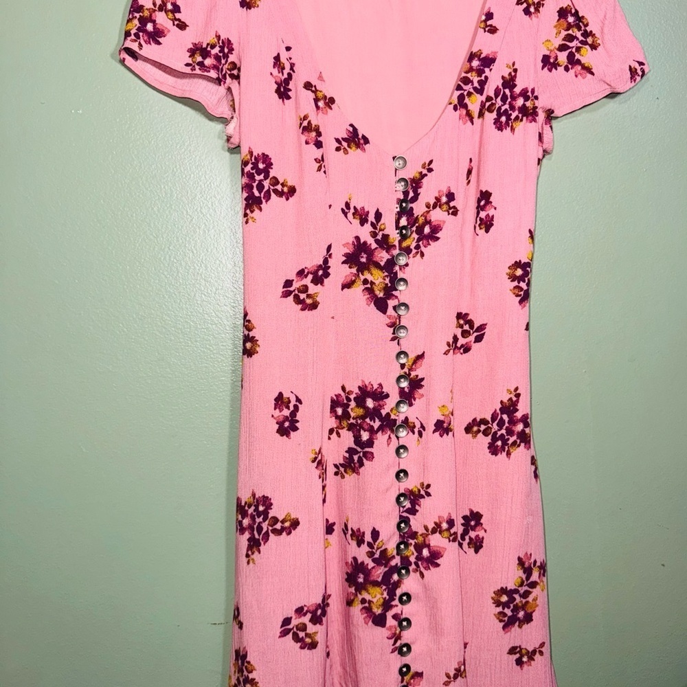 Lulu's Mauve Floral Midi Dress - Picture 2 of 7